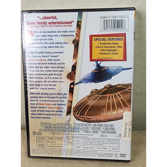 Batteries Not Included Movie DVD New Sealed Steven Spielberg Widescreen 2003 - Picture 8 of 12